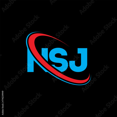 NSJ logo. NSJ letter. NSJ letter logo design. Initials NSJ logo linked with circle and uppercase monogram logo. NSJ typography for technology  business and real estate brand.