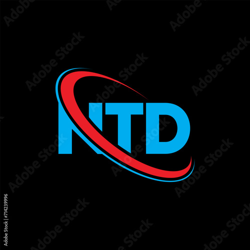 NTD logo. NTD letter. NTD letter logo design. Initials NTD logo linked with circle and uppercase monogram logo. NTD typography for technology, business and real estate brand. photo