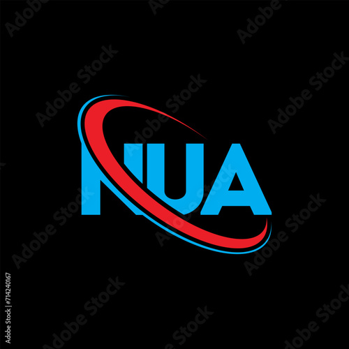 NUA logo. NUA letter. NUA letter logo design. Initials NUA logo linked with circle and uppercase monogram logo. NUA typography for technology, business and real estate brand. photo