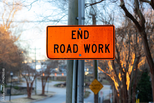 End Road Work Sign 