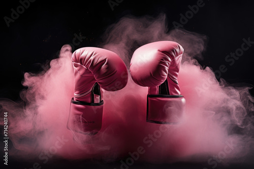 Pink boxing glove, symbol of fighting breast cancer