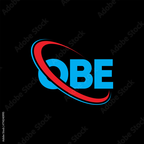 OBE logo. OBE letter. OBE letter logo design. Intitials OBE logo linked with circle and uppercase monogram logo. OBE typography for technology, business and real estate brand.
