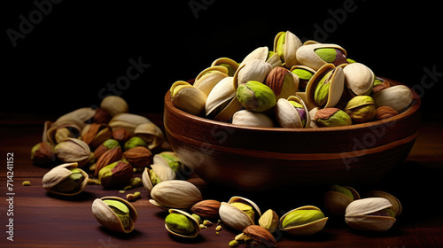 Pistachio with vitamins in a plate