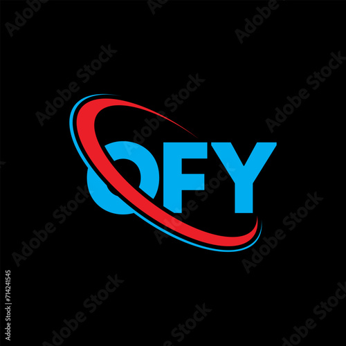 OFY logo. OFY letter. OFY letter logo design. Initials OFY logo linked with circle and uppercase monogram logo. OFY typography for technology, business and real estate brand. photo