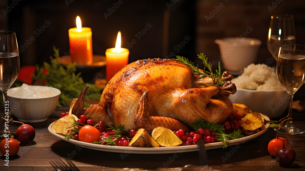 Roasted Turkey. Christmas dinner. Neural network AI generated art Roasted Turkey. Christmas dinner. Neural network AI generated art
