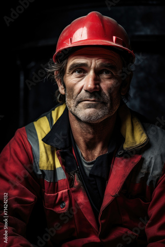 Portrait of man in helmet of french worker
