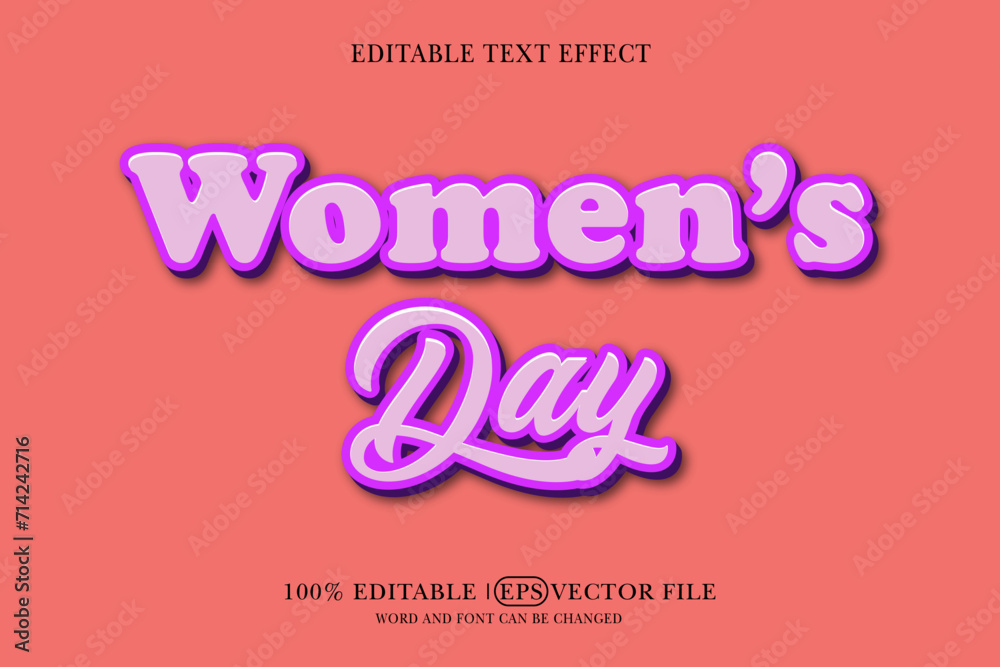 wonderful Women's Day. Free vector 3D editable text effect template wonderful Women's Day. Free vector 3D editable text effect template