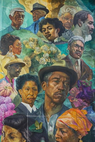 Design a mural that depicts significant moments and individuals in Black History Month