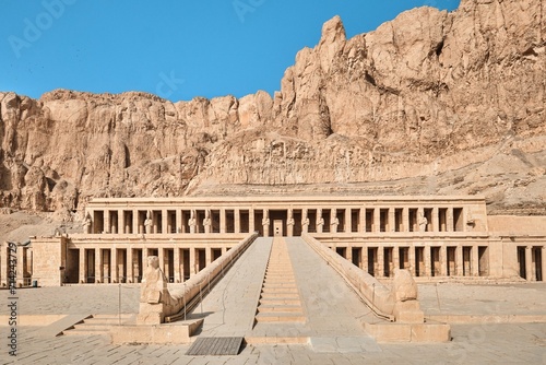 Luxor, Egypt - December 26 2023: Mortuary Temple of Queen Hatshepsut