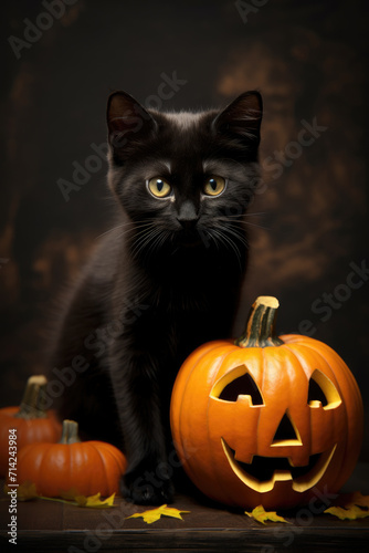 Pumpkin face and black cat © LFK