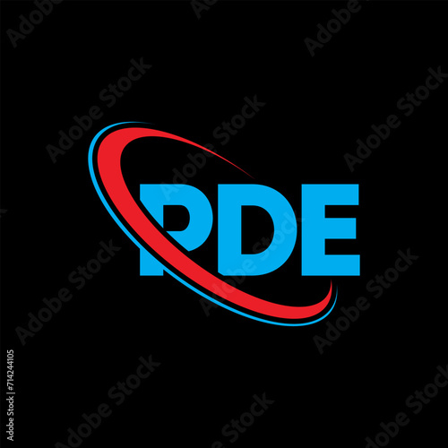 PDE logo. PDE letter. PDE letter logo design. Initials PDE logo linked with circle and uppercase monogram logo. PDE typography for technology, business and real estate brand.