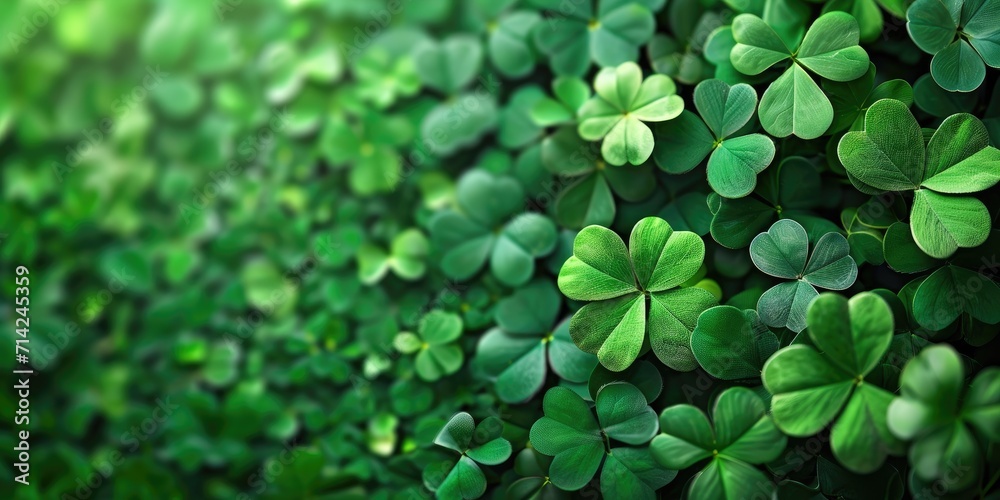 Green clover leaves as background. St. Patrick's Day concept