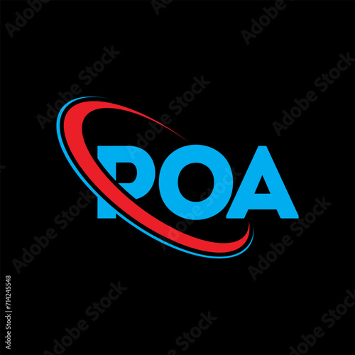 POA logo. POA letter. POA letter logo design. Initials POA logo linked with circle and uppercase monogram logo. POA typography for technology, business and real estate brand.