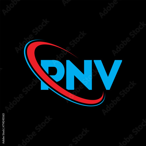 PNV logo. PNV letter. PNV letter logo design. Initials PNV logo linked with circle and uppercase monogram logo. PNV typography for technology, business and real estate brand. photo