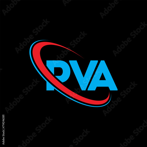 PVA logo. PVA letter. PVA letter logo design. Initials PVA logo linked with circle and uppercase monogram logo. PVA typography for technology, business and real estate brand. photo