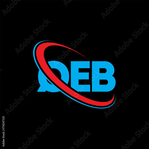 QEB logo. QEB letter. QEB letter logo design. Initials QEB logo linked with circle and uppercase monogram logo. QEB typography for technology, business and real estate brand.