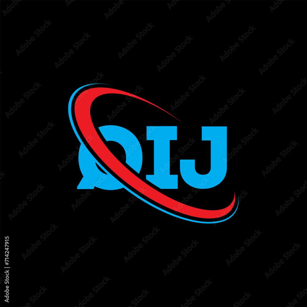 QIJ logo. QIJ letter. QIJ letter logo design. Initials QIJ logo linked with circle and uppercase monogram logo. QIJ typography for technology, business and real estate brand.