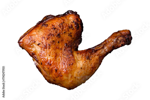 Delicious grilled chicken leg or quarter with salt and spices