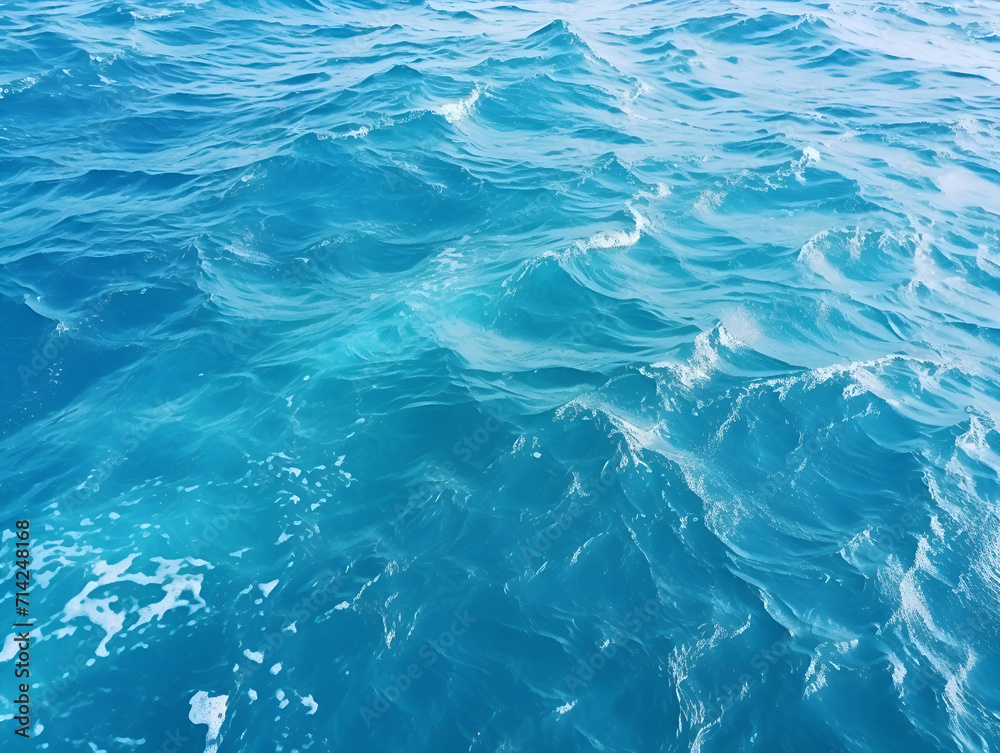 Blue ocean water texture background with сopy space