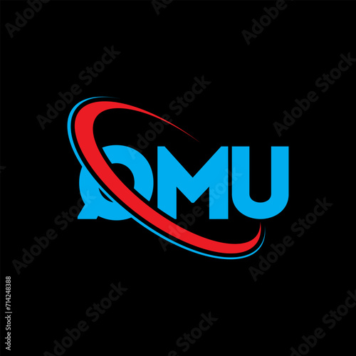 QMU logo. QMU letter. QMU letter logo design. Initials QMU logo linked with circle and uppercase monogram logo. QMU typography for technology, business and real estate brand. photo