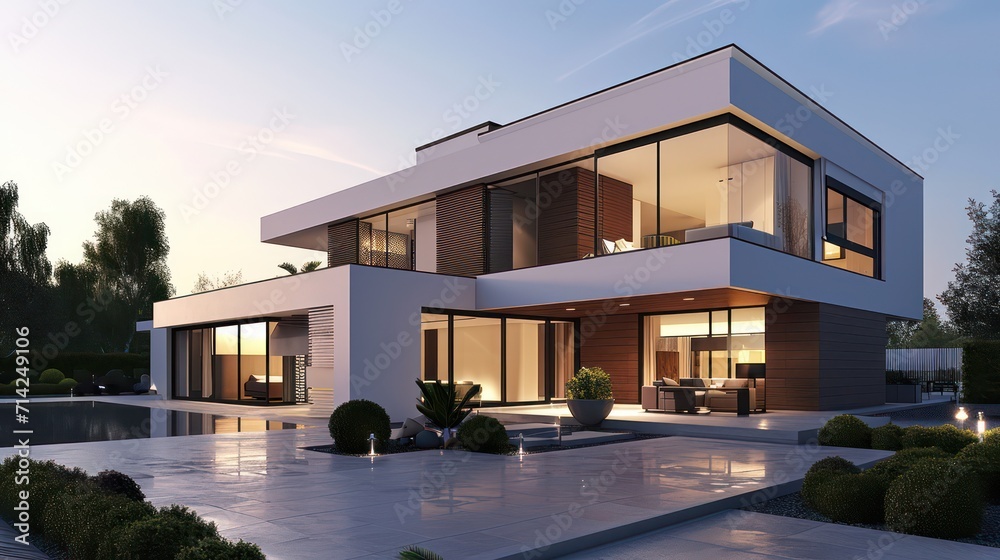 A modern and luxurious dream house, perfect for diverse property business purposes such as house rental, buying and selling, and investment.
