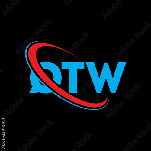 QTW logo. QTW letter. QTW letter logo design. Initials QTW logo linked with circle and uppercase monogram logo. QTW typography for technology, business and real estate brand.