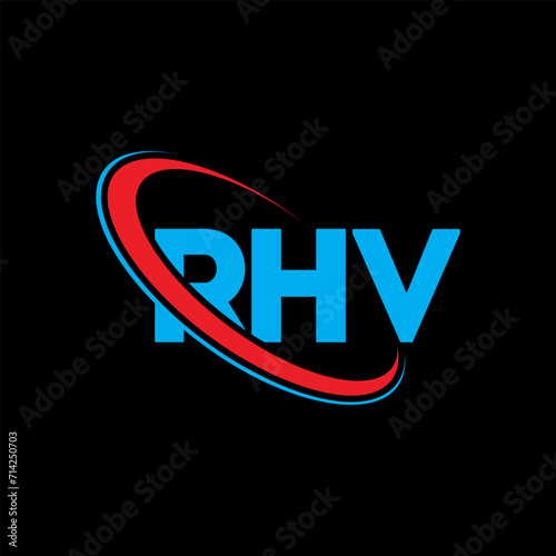 RHV logo. RHV letter. RHV letter logo design. Initials RHV logo linked with circle and uppercase monogram logo. RHV typography for technology, business and real estate brand. photo