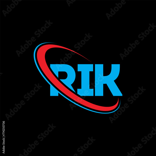RIK logo. RIK letter. RIK letter logo design. Initials RIK logo linked with circle and uppercase monogram logo. RIK typography for technology, business and real estate brand.