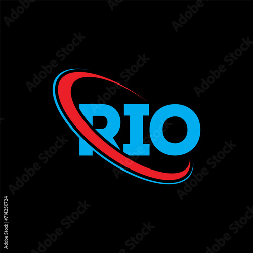 RIO logo. RIO letter. RIO letter logo design. Initials RIO logo linked with circle and uppercase monogram logo. RIO typography for technology, business and real estate brand.