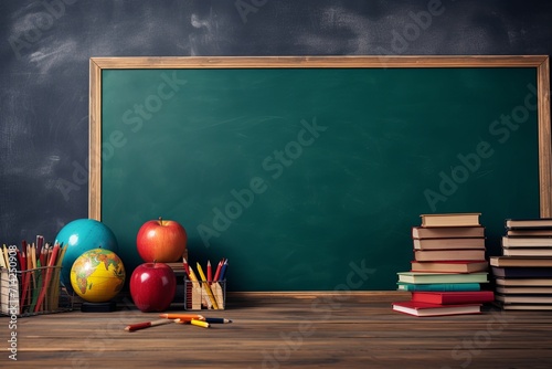 World Teachers day flat illustration and school teachers blackboard, book, pencil, glass, education with back to school concept