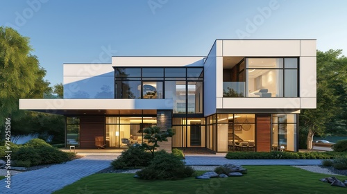 Modern house concept ideal for business rentals, real estate listings, and promotional material showcasing luxurious and modern living spaces