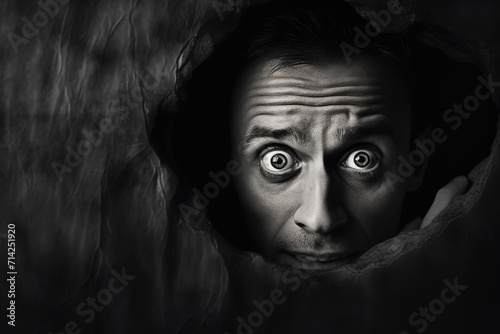 Scared man portrait