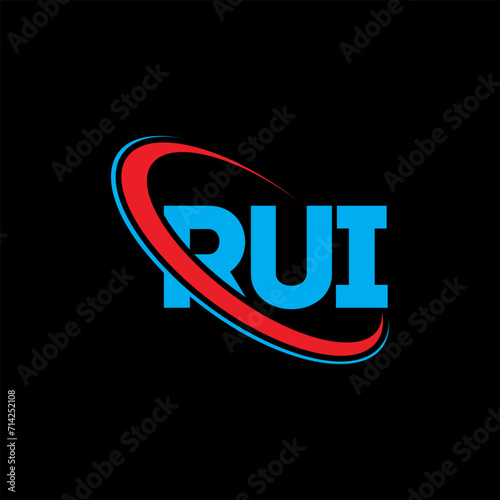 RUI logo. RUI letter. RUI letter logo design. Initials RUI logo linked with circle and uppercase monogram logo. RUI typography for technology, business and real estate brand.
