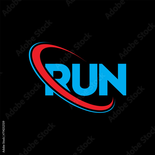 RUN logo. RUN letter. RUN letter logo design. Initials RUN logo linked with circle and uppercase monogram logo. RUN typography for technology, business and real estate brand.
