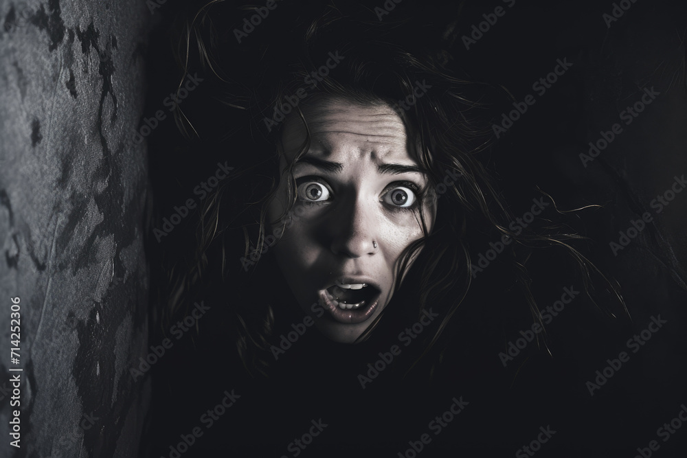 Scared woman surreal image Scared woman surreal image