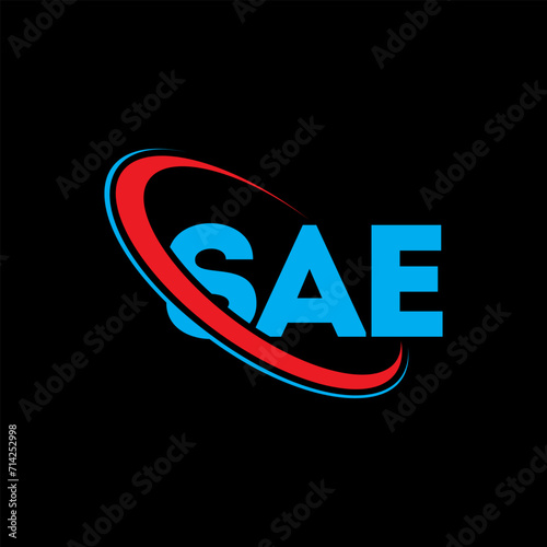 SAE logo. SAE letter. SAE letter logo design. Intitials SAE logo linked with circle and uppercase monogram logo. SAE typography for technology, business and real estate brand. photo
