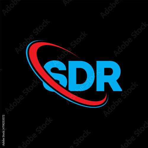 SDR logo. SDR letter. SDR letter logo design. Initials SDR logo linked with circle and uppercase monogram logo. SDR typography for technology, business and real estate brand.