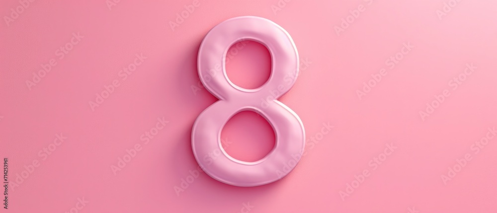 Feminine Elegance. Number 8 Crafted with a Pastel Pink Background, International Women's Day Celebrate. Feminine Elegance. Number 8 Crafted with a Pastel Pink Background, International Women's Day Celebrate.