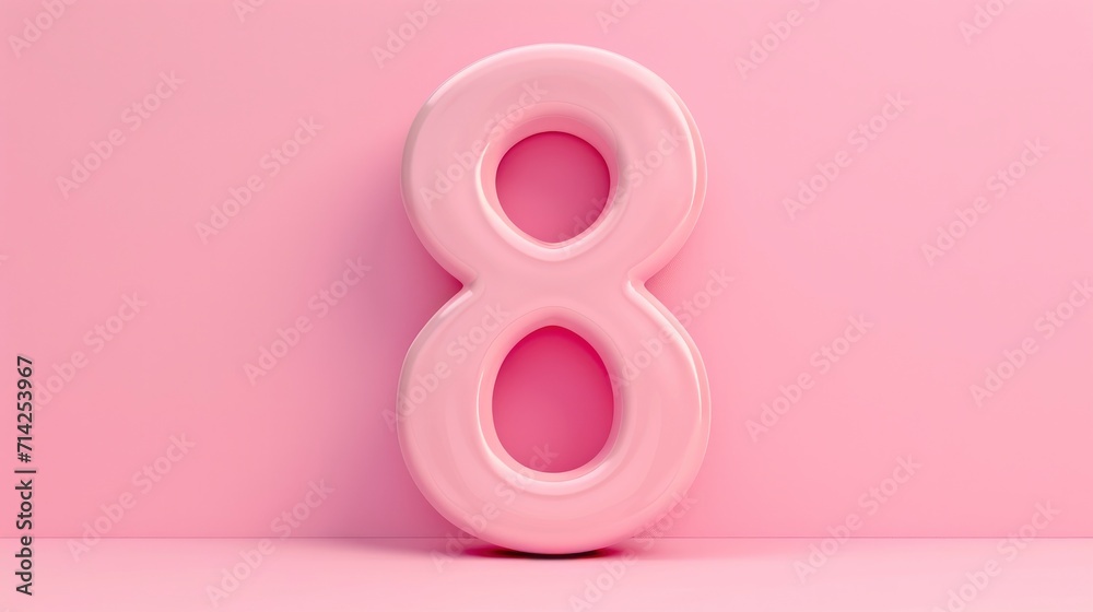 Feminine Elegance. Number 8 Crafted with a Pastel Pink Background, International Women's Day Celebrate. Feminine Elegance. Number 8 Crafted with a Pastel Pink Background, International Women's Day Celebrate.