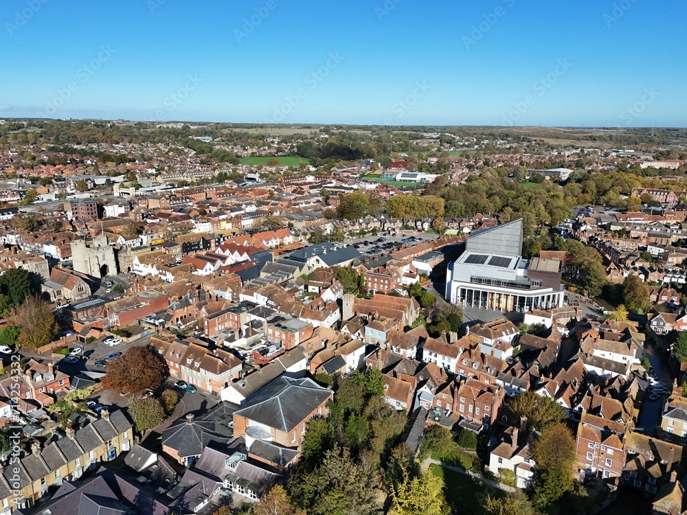 Canterbury city centre Kent UK drone aerial view