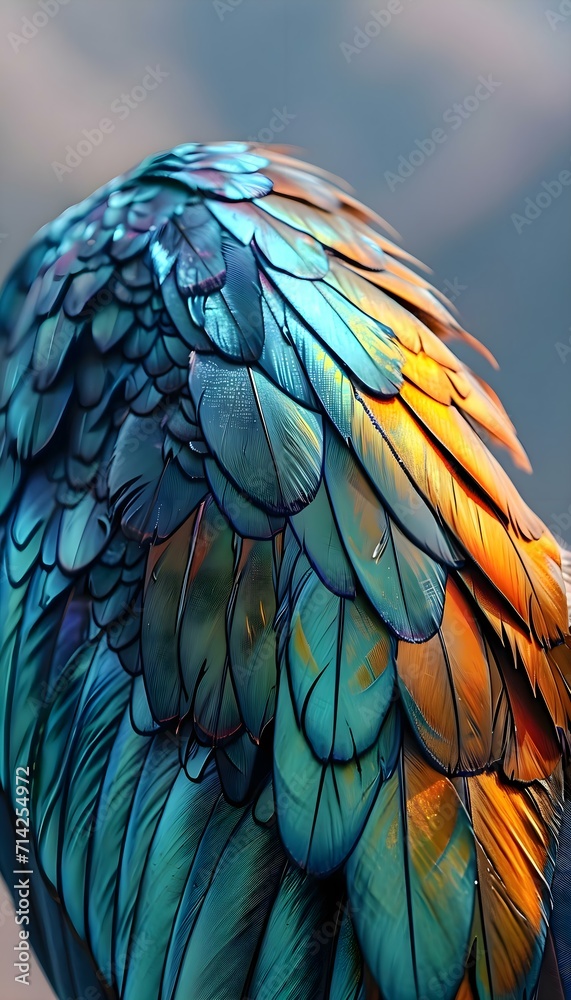 Obraz premium a close up of a colorful bird's feathers