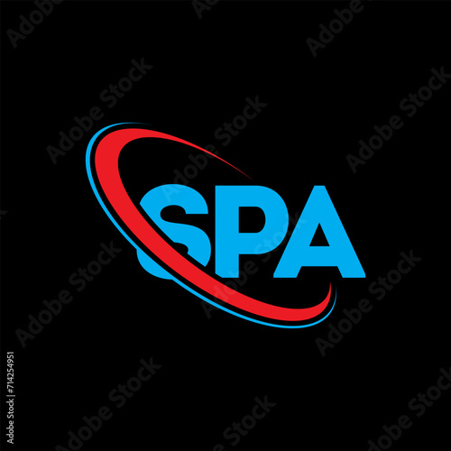 SPA logo. SPA letter. SPA letter logo design. Initials SPA logo linked with circle and uppercase monogram logo. SPA typography for technology, business and real estate brand.