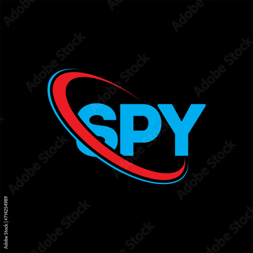 SPY logo. SPY letter. SPY letter logo design. Initials SPY logo linked with circle and uppercase monogram logo. SPY typography for technology, business and real estate brand.