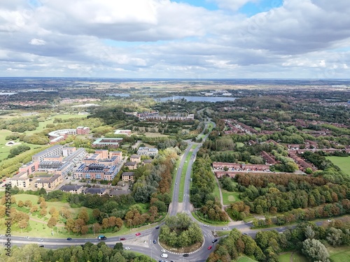 Roundabouts Milton Keynes Buckinghamshire,UK Overhead birds eye drone aerial view