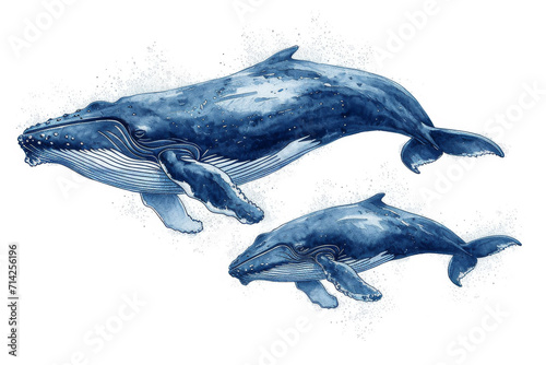 Blauwale einfache Skizze weißer Hintergrund im Stil des Minimalismus