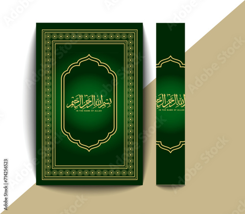 The holy quran book cover design templet.Islamic Arabic book. Arabesque. The Koran. Quran Text logo template. vector illustration.Islamic book cover.