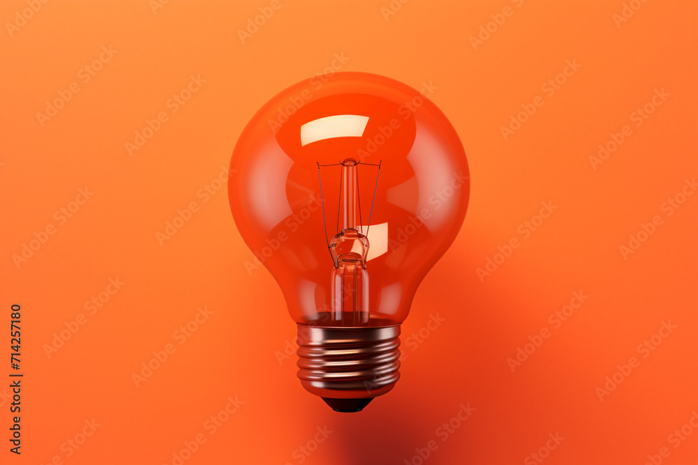 Incandescent light bulb on orange background. 3D illustration. Incandescent light bulb on orange background. 3D illustration.
