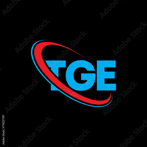 TGE logo. TGE letter. TGE letter logo design. Initials TGE logo linked with circle and uppercase monogram logo. TGE typography for technology, business and real estate brand. photo