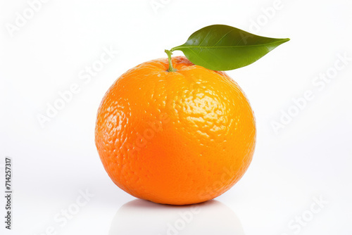 Single mandarin fruit, isolated white background