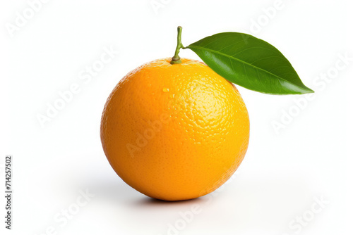 Single orange fruit, isolated white background